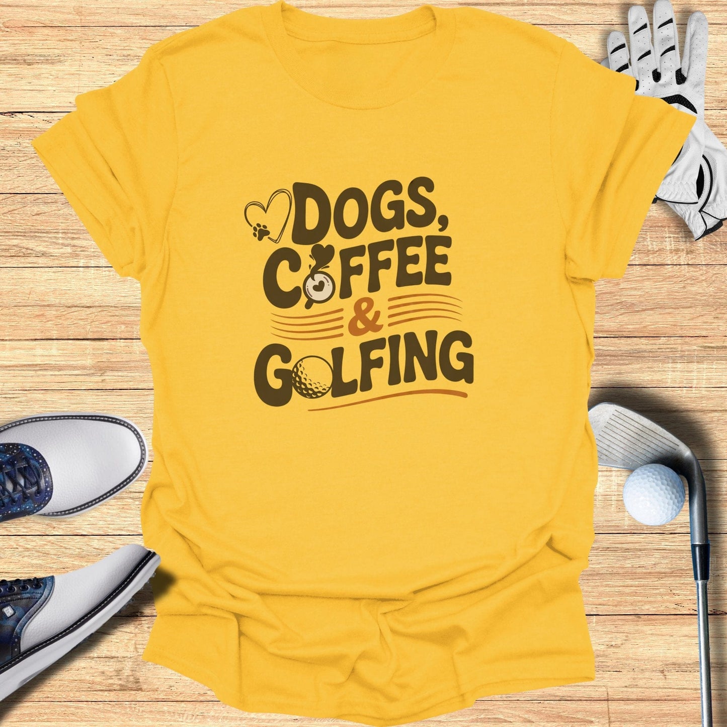 Dogs Coffee and Golfing T-Shirt - Funny Golf Tee by Swing Epic