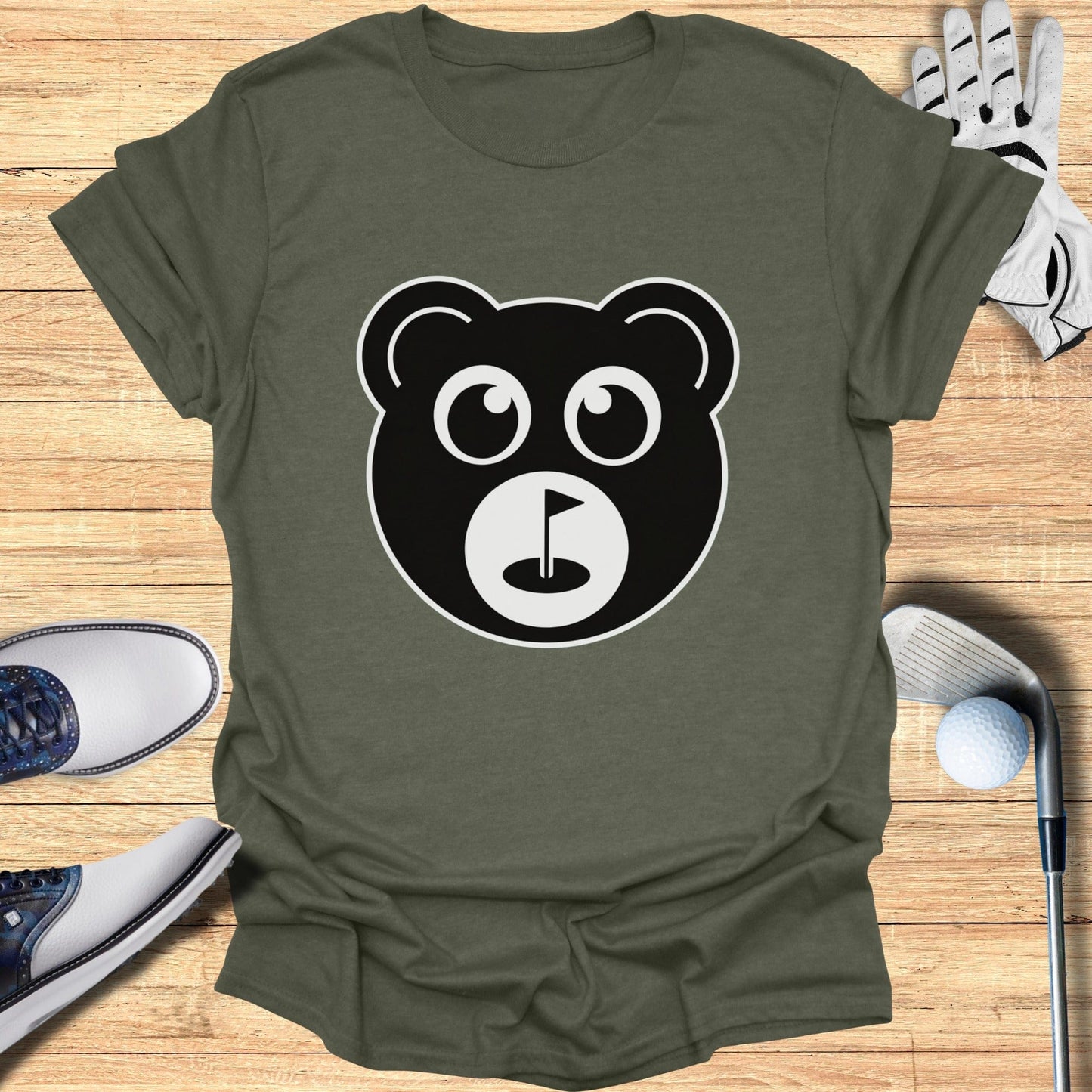 Golf Themed T-Shirt With Cute Bear Graphic Design