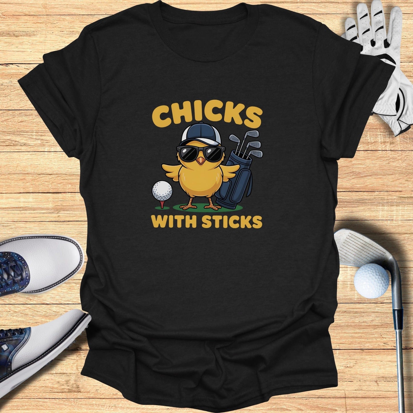 Chicks With Sticks T-Shirt - Funny Golf Tee by Swing Epic