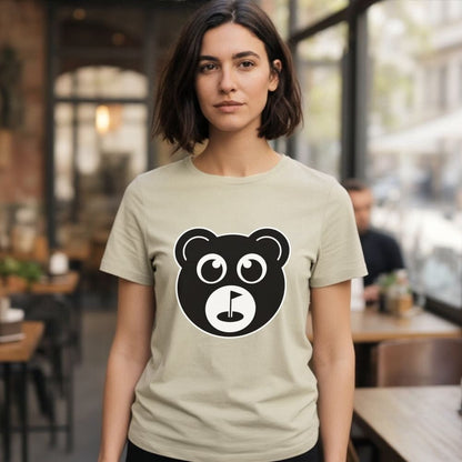 Cute Bear Face Graphic Neutral Color T-Shirt product
