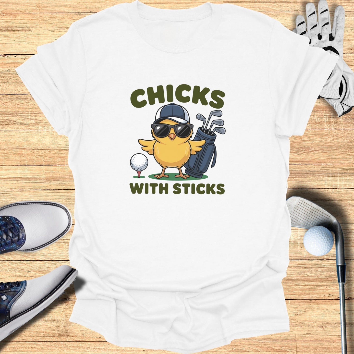 Chicks With Sticks T-Shirt - Funny Golf Tee by Swing Epic