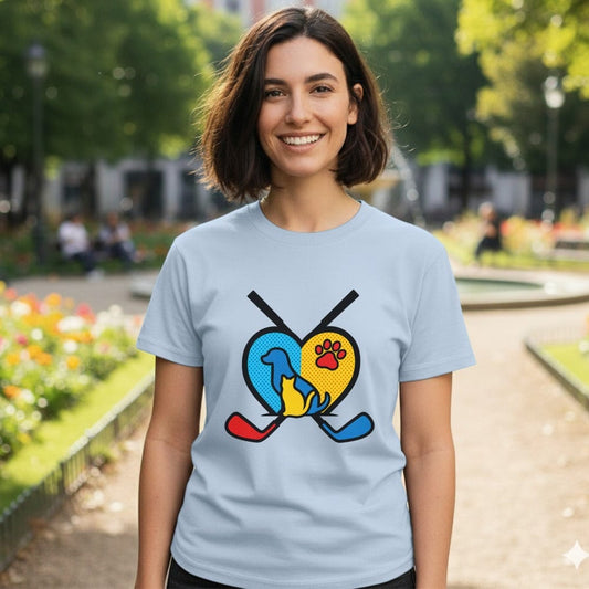 Colorful Pet and Hockey Design Shirt
