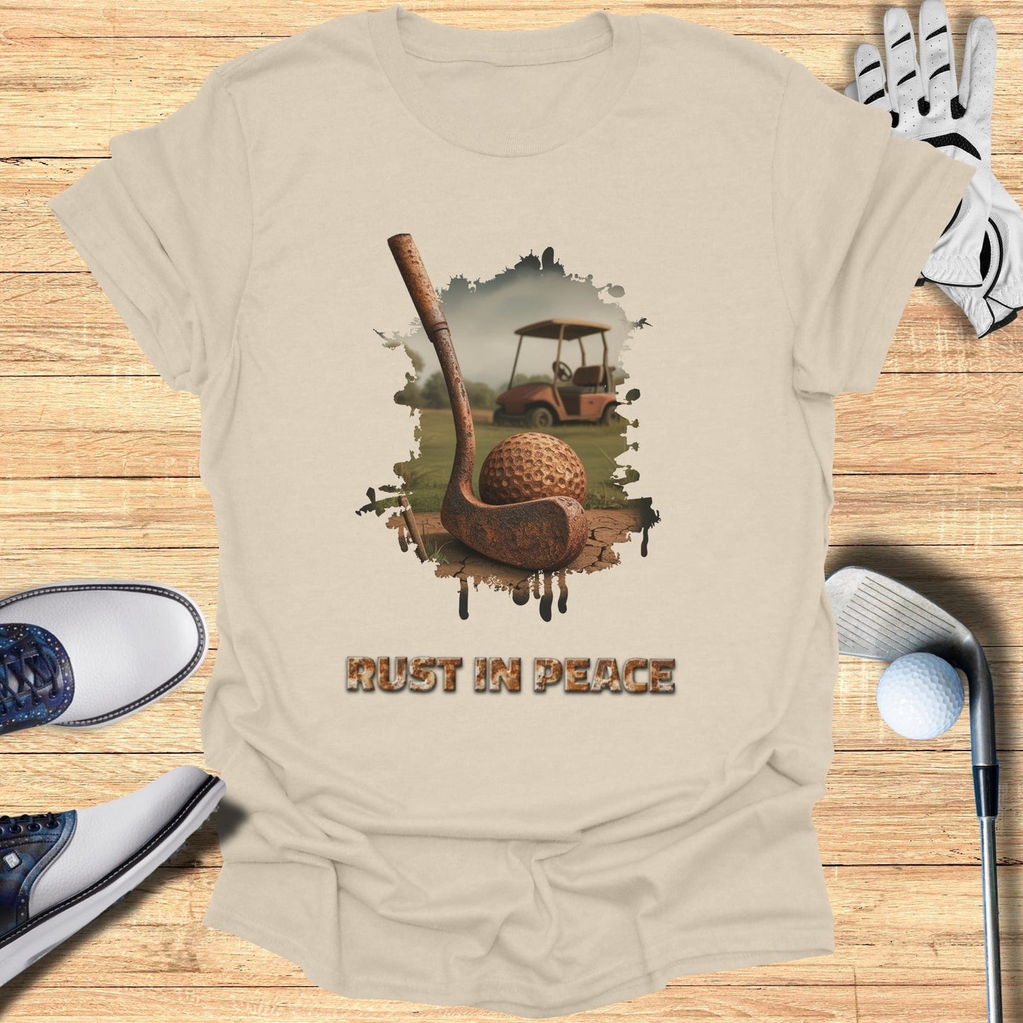 Rust In Peace T-Shirt - Funny Golf Tee by Swing Epic