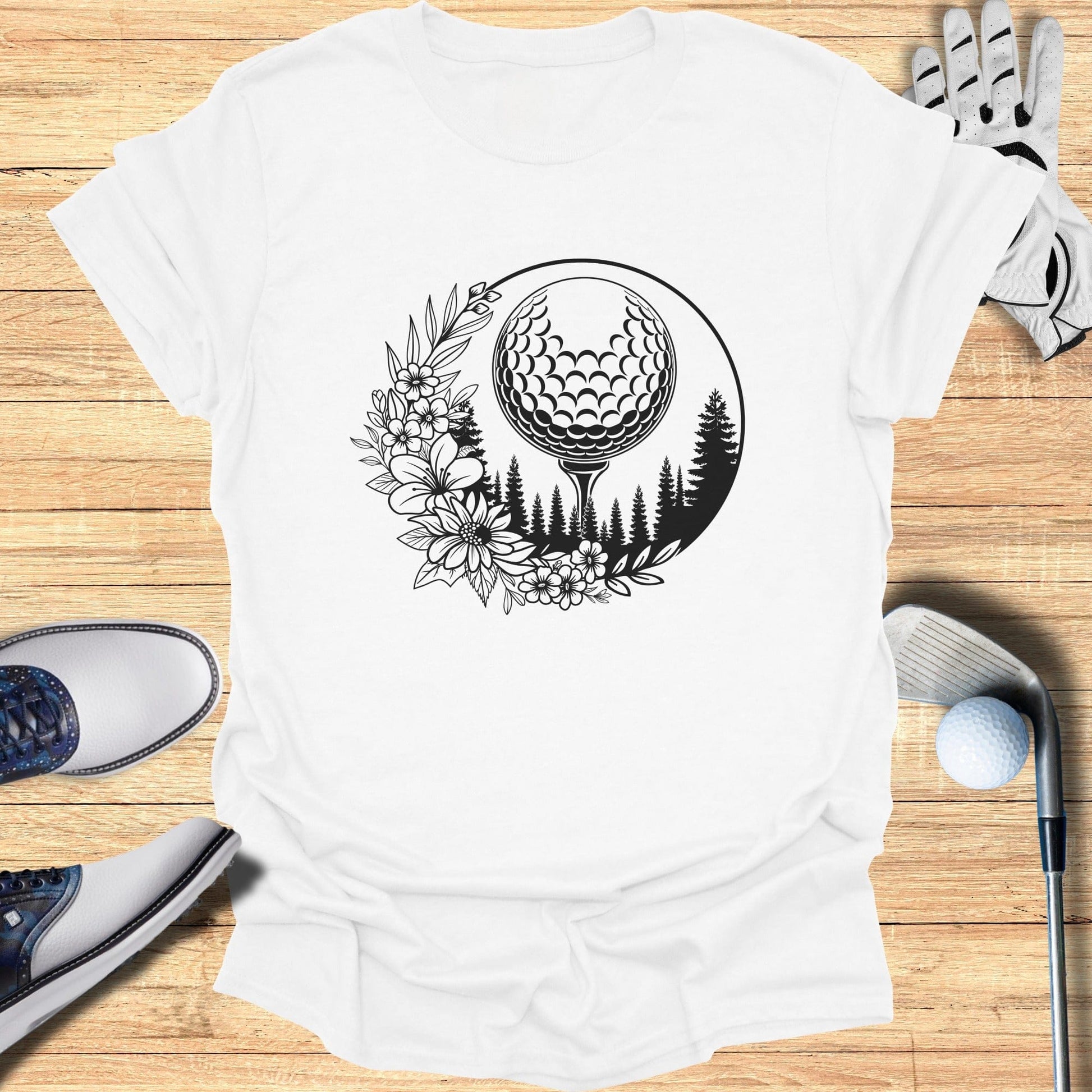 Golf Lover's Floral Round Design T-shirt