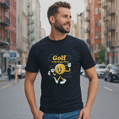 Golf Is My Happy Place T-Shirt - Funny Golf Tee by Swing Epic