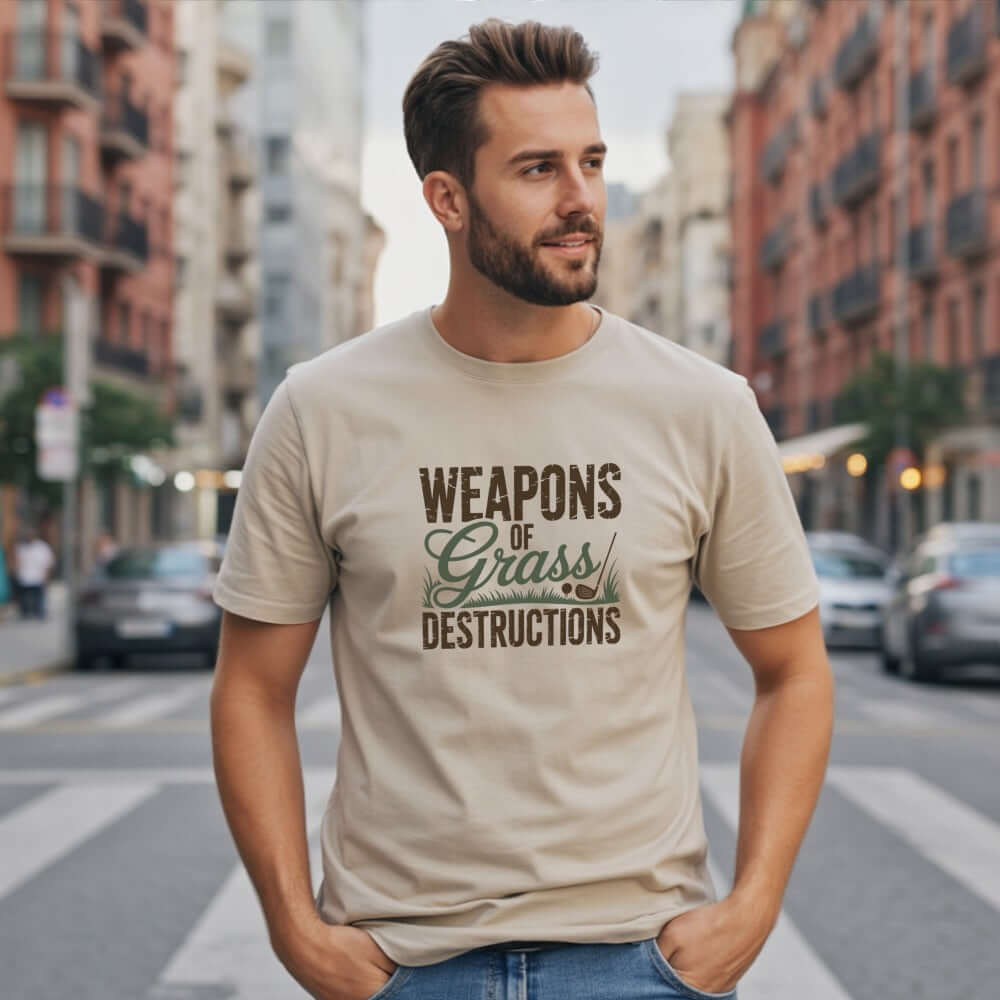 Weapons of Grass Destruction T-Shirt - Funny Golf Tee by Swing Epic