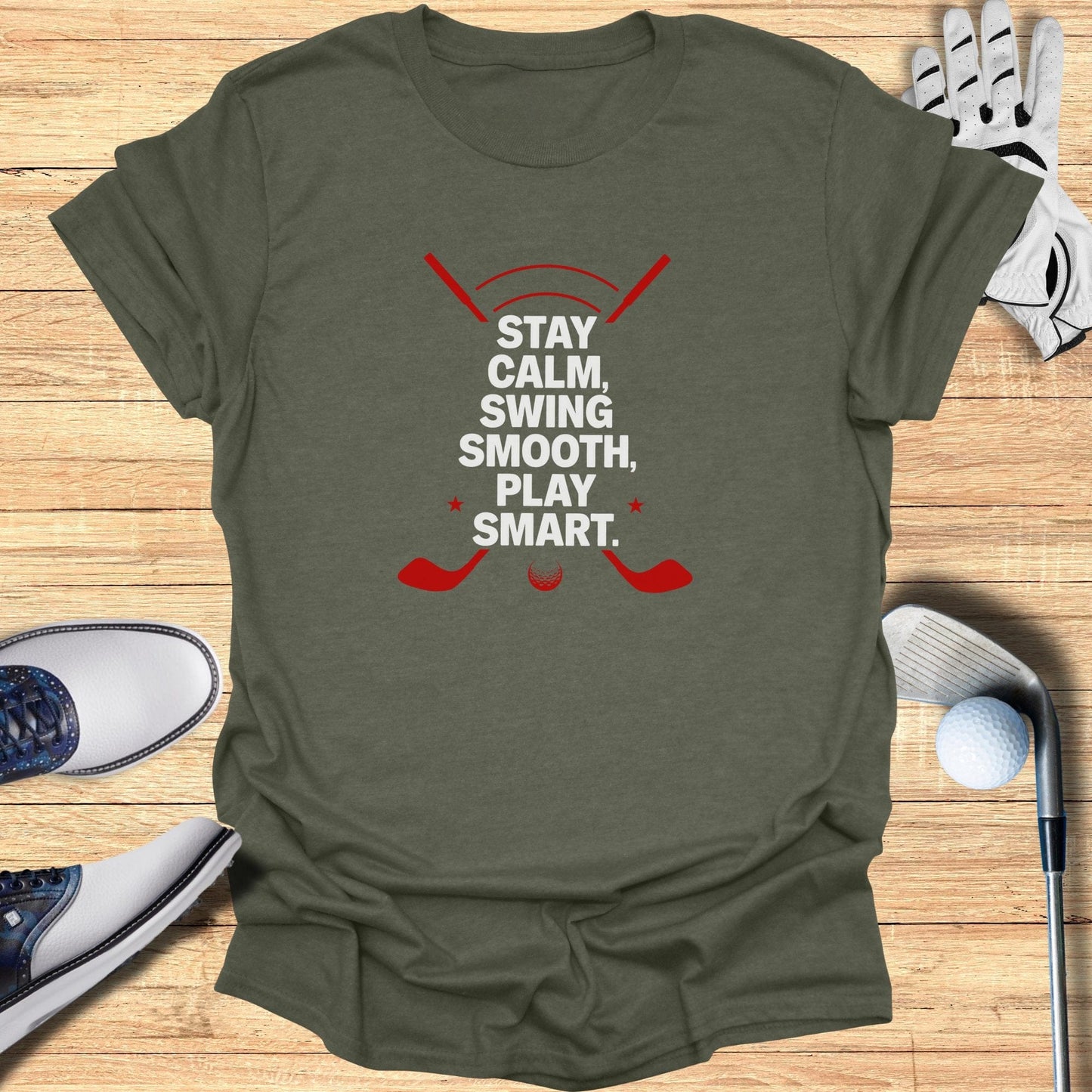 Stay Calm Swing Smooth T-Shirt - Funny Golf Tee by Swing Epic