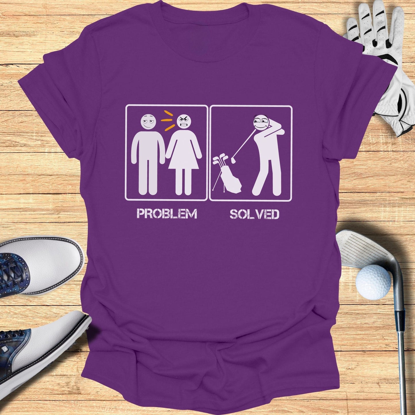 Problem Solved Golf T-Shirt - Funny Golf T-Shirt by SwingEpic