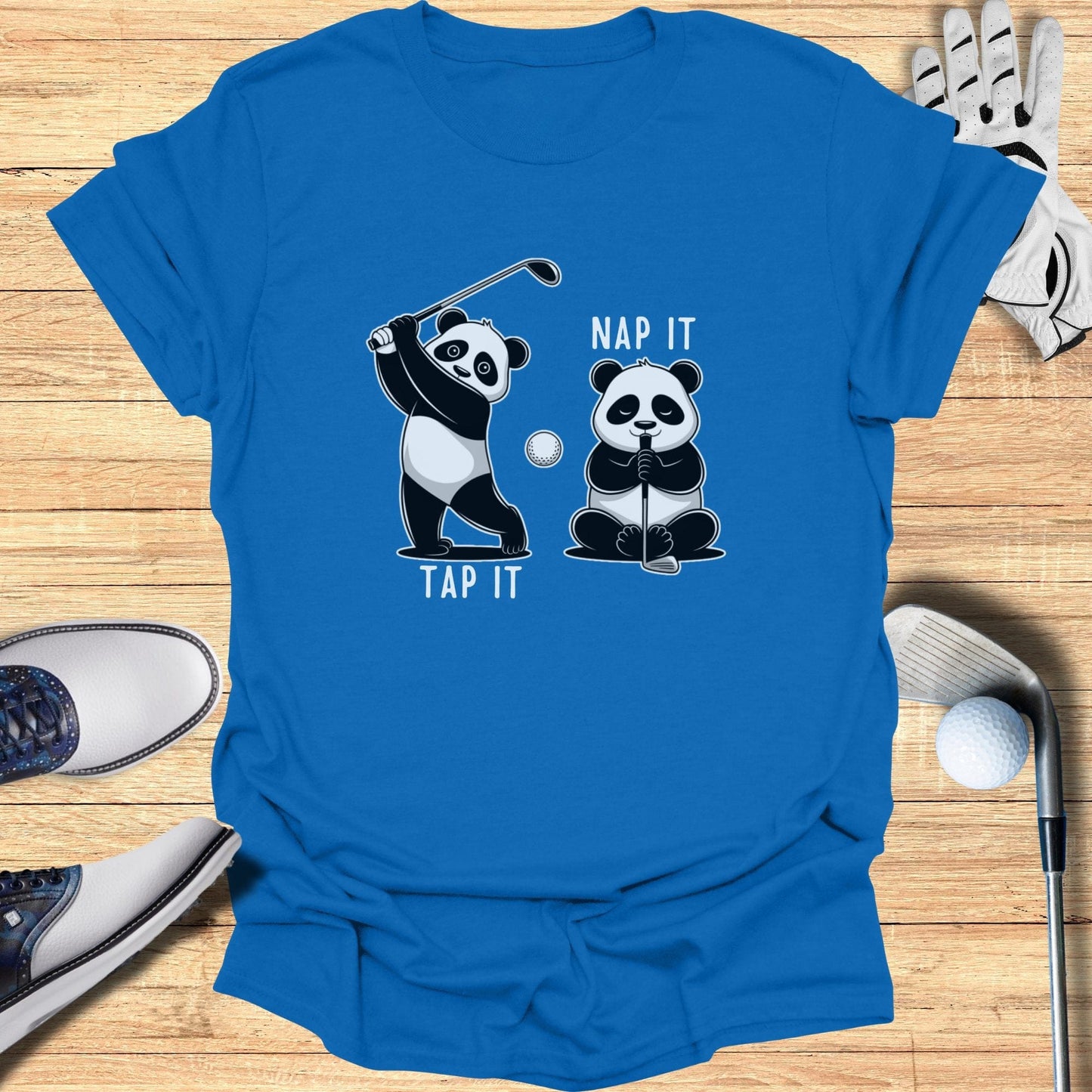 Tap It Nap It Panda Golfers T-Shirt - Funny Golf Tee by Swing Epic