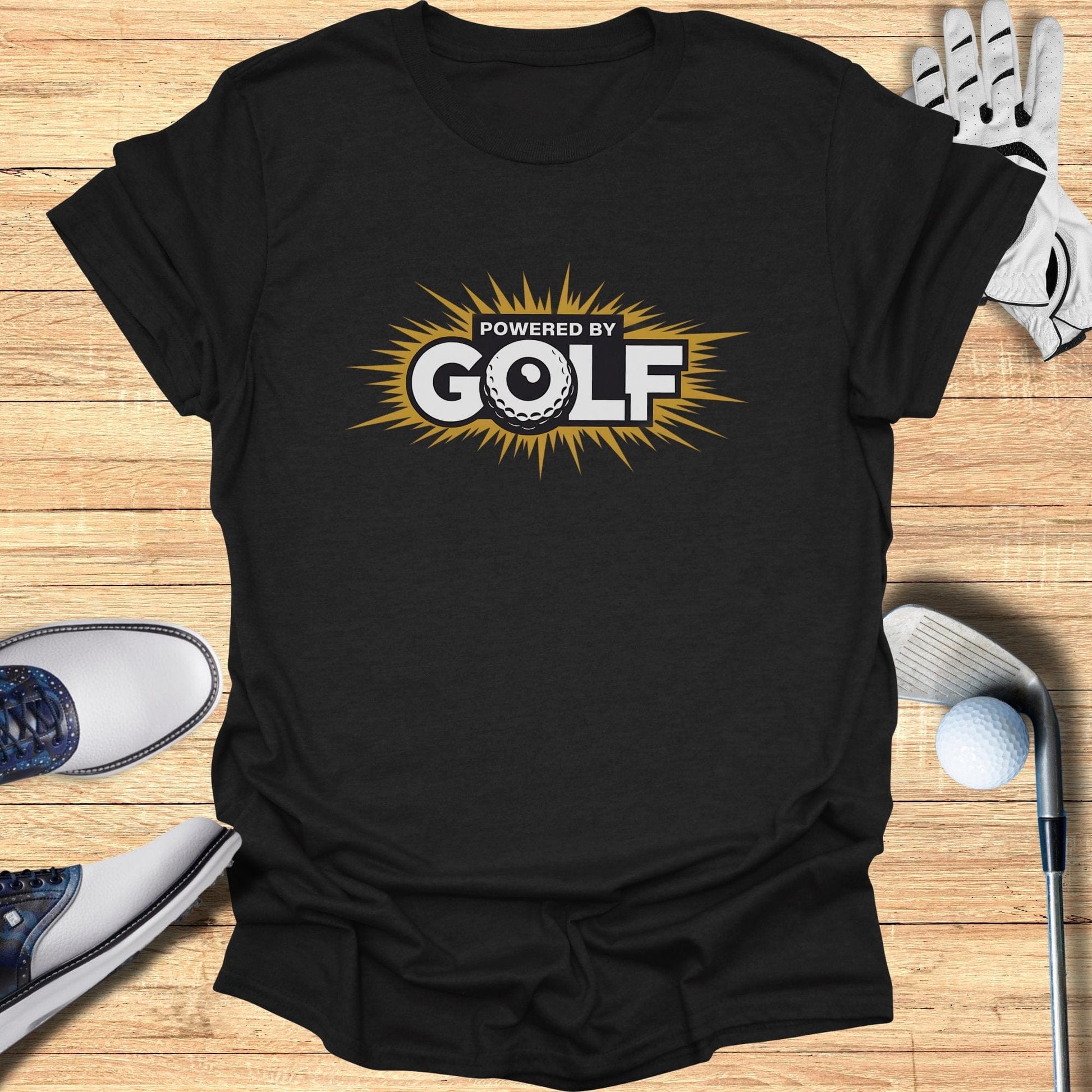 Powered by Golf T-Shirt - Funny Golf Tee by Swing Epic