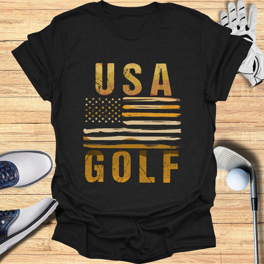 USA Golf Distressed Flag T-Shirt - Funny Golf Tee by Swing Epic