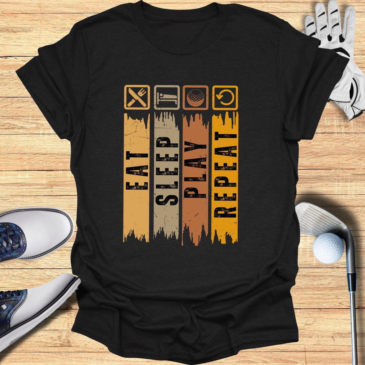 Eat Sleep Play Repeat T-Shirt - Funny Golf Tee by Swing Epic
