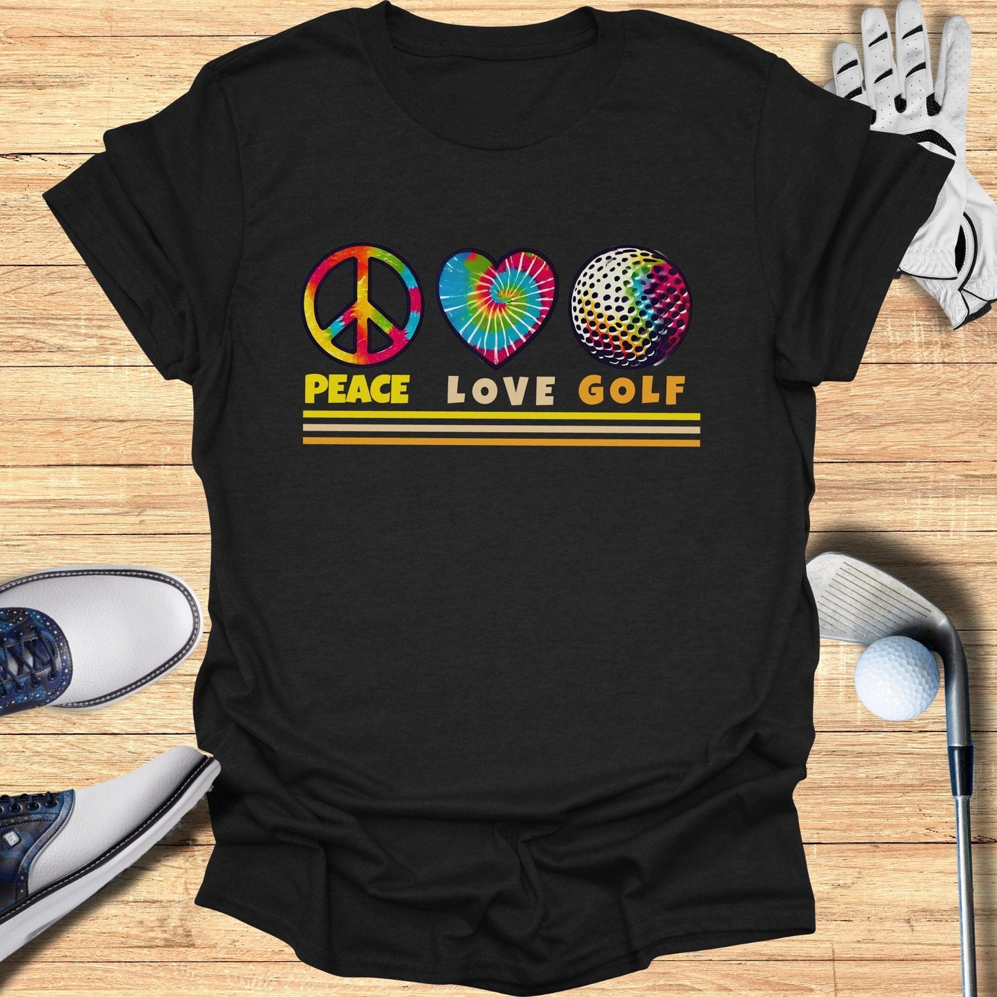 Peace Love Golf T-Shirt - Funny Golf Tee by Swing Epic