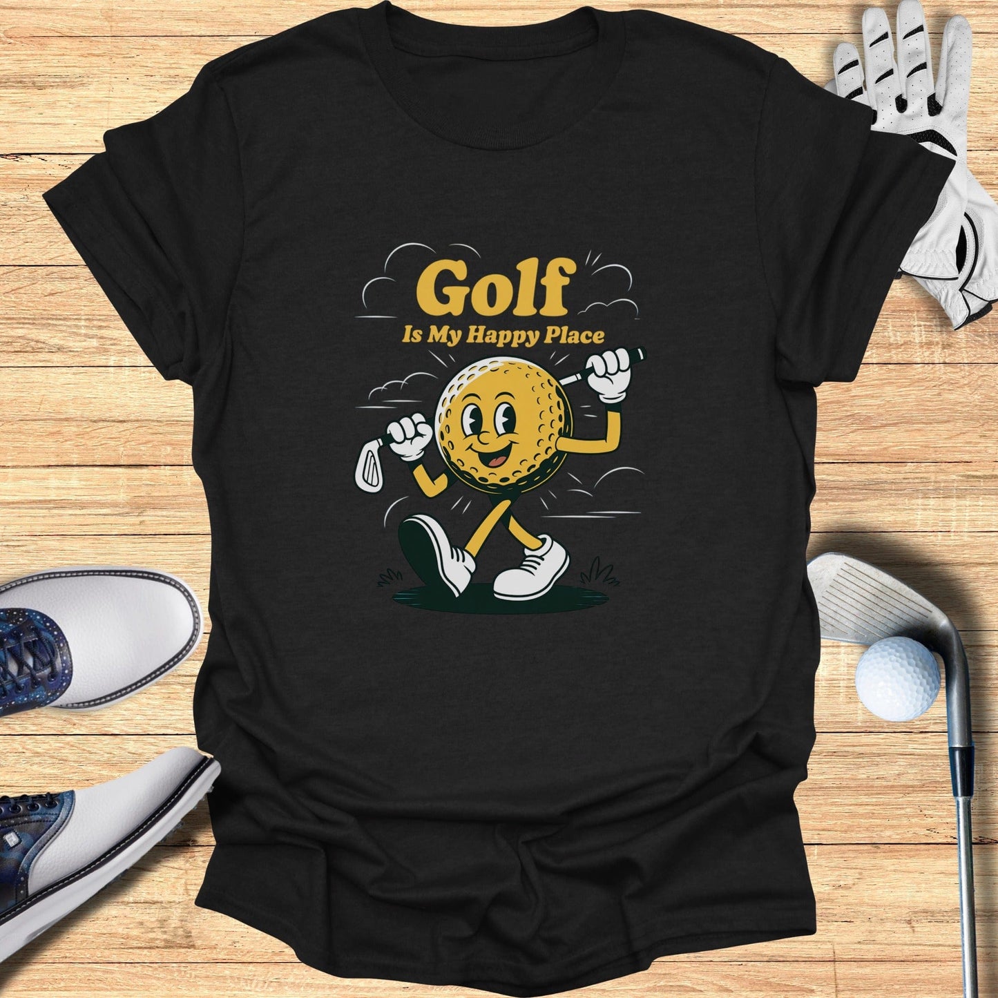 Golf Is My Happy Place T-Shirt - Funny Golf Tee by Swing Epic