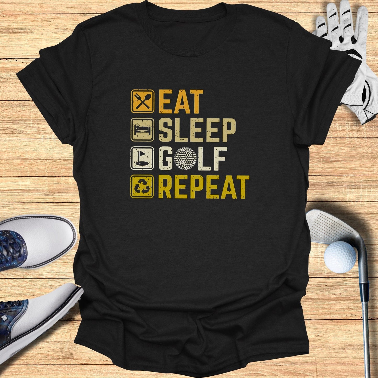 Eat Sleep Golf Repeat T-Shirt - Funny Golf Tee by Swing Epic