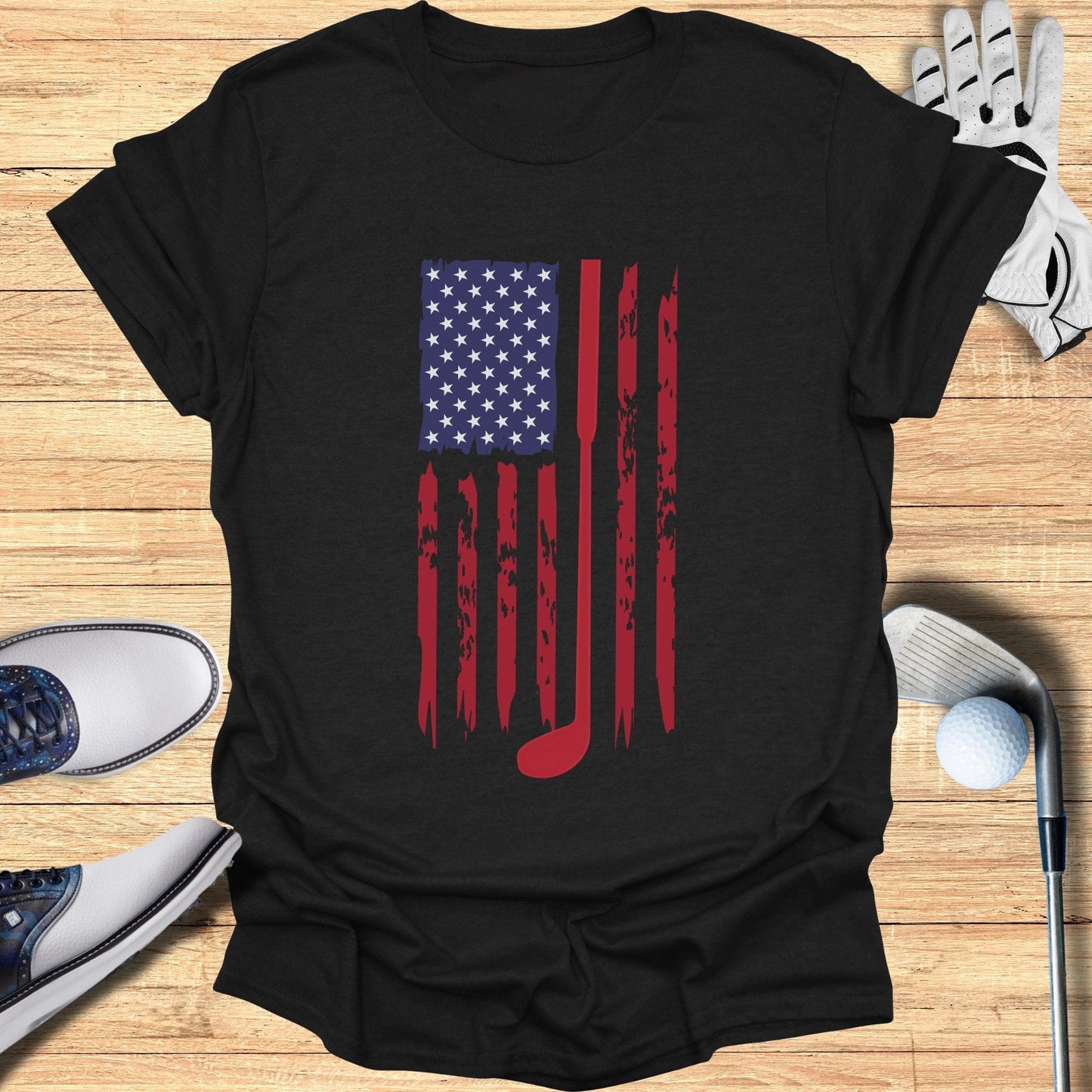 Patriotic Golf American Flag T-Shirt - Funny Golf Tee by Swing Epic