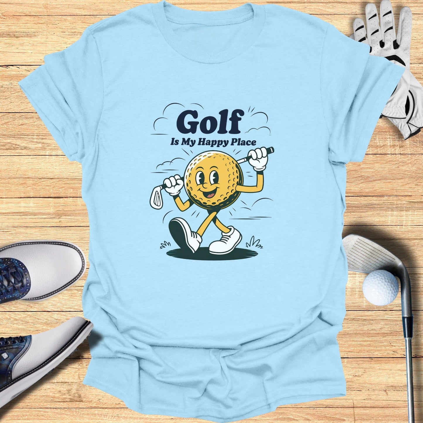 Golf Is My Happy Place T-Shirt - Funny Golf Tee by Swing Epic