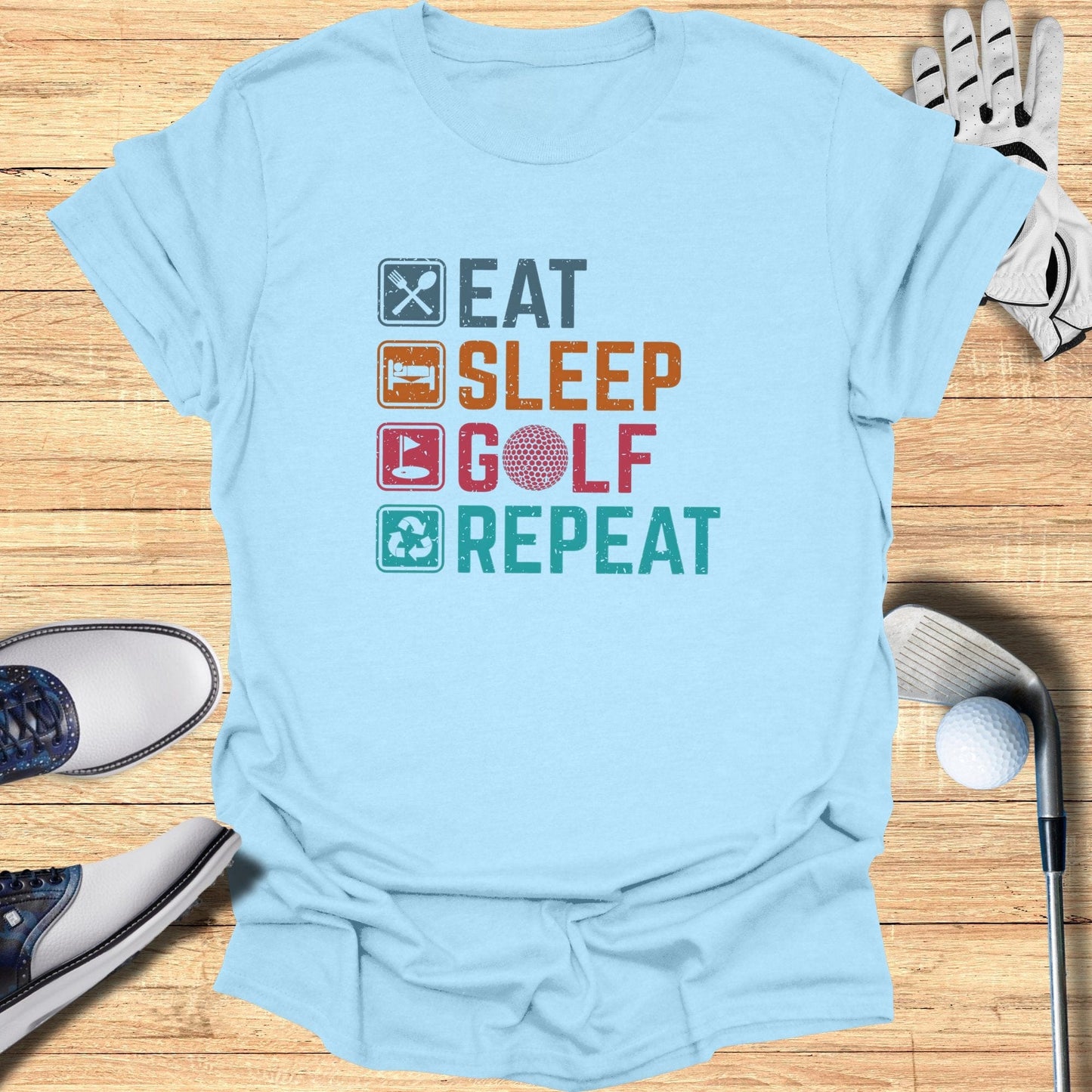 Eat Sleep Golf Repeat T-Shirt - Funny Golf Tee by Swing Epic