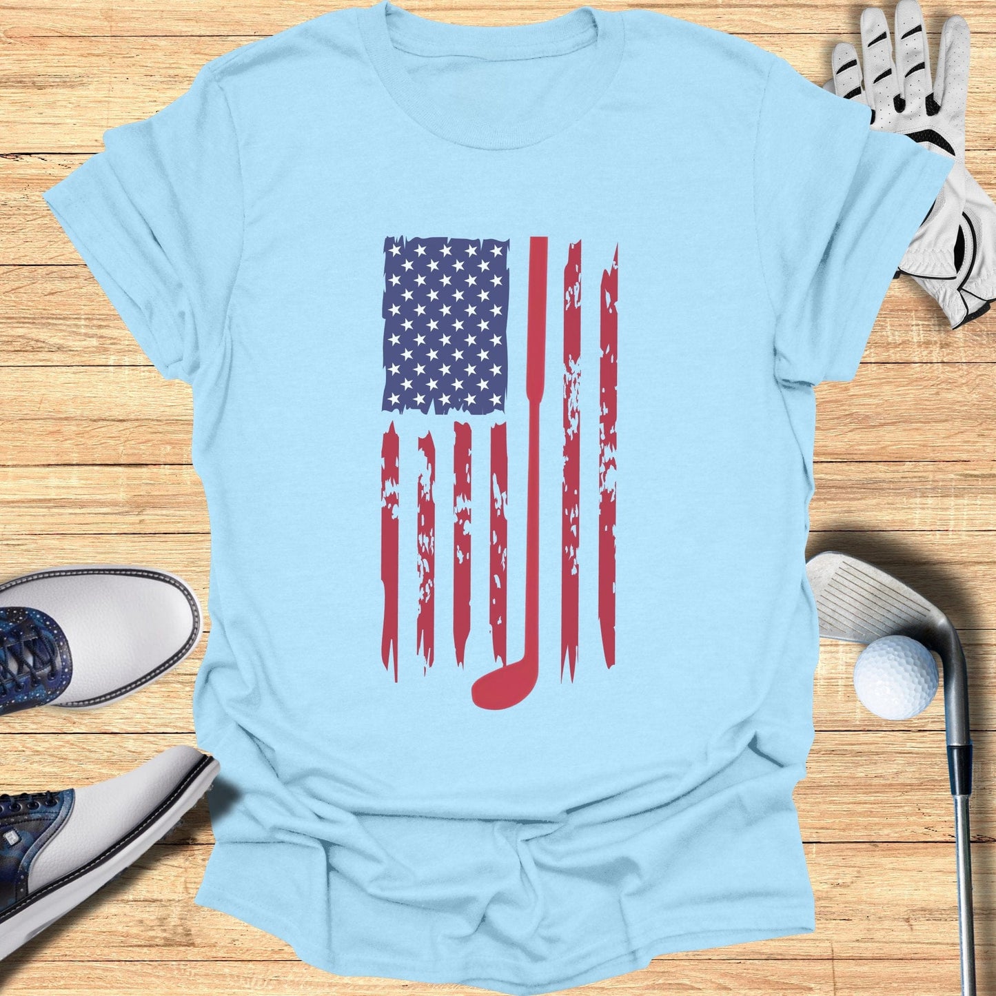 Patriotic Golf American Flag T-Shirt - Funny Golf Tee by Swing Epic