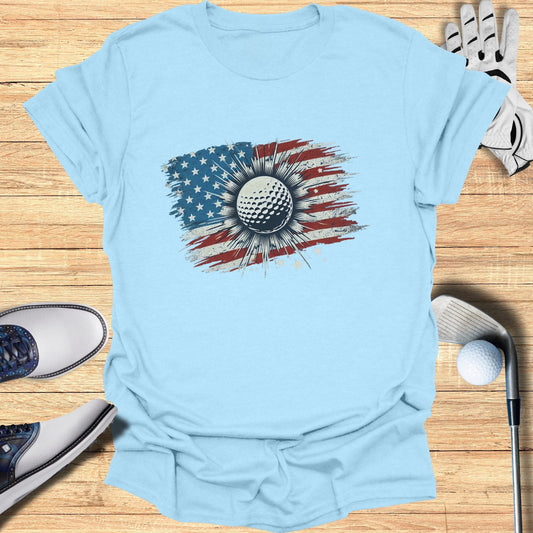American Flag Golf Ball T-Shirt - Funny Golf Tee by Swing Epic