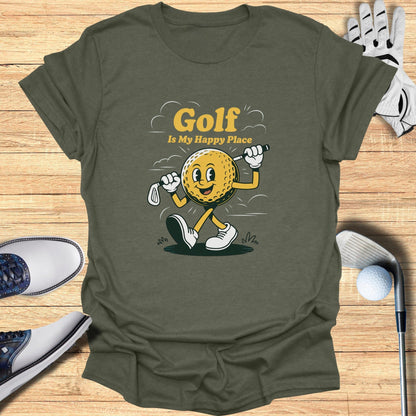 Golf Is My Happy Place T-Shirt - Funny Golf Tee by Swing Epic
