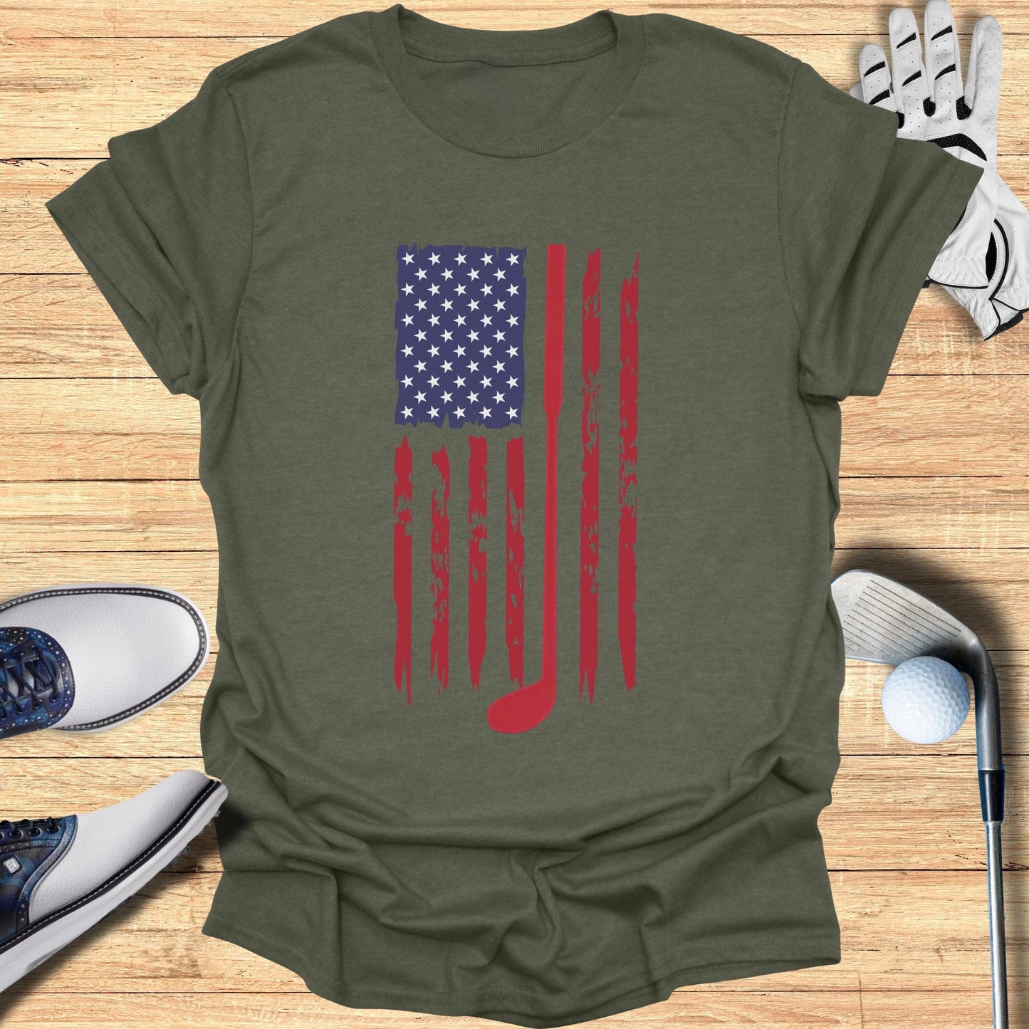 Patriotic Golf American Flag T-Shirt - Funny Golf Tee by Swing Epic