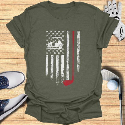 Patriotic Golf Cart USA Flag T-Shirt - Funny Golf Tee by Swing Epic