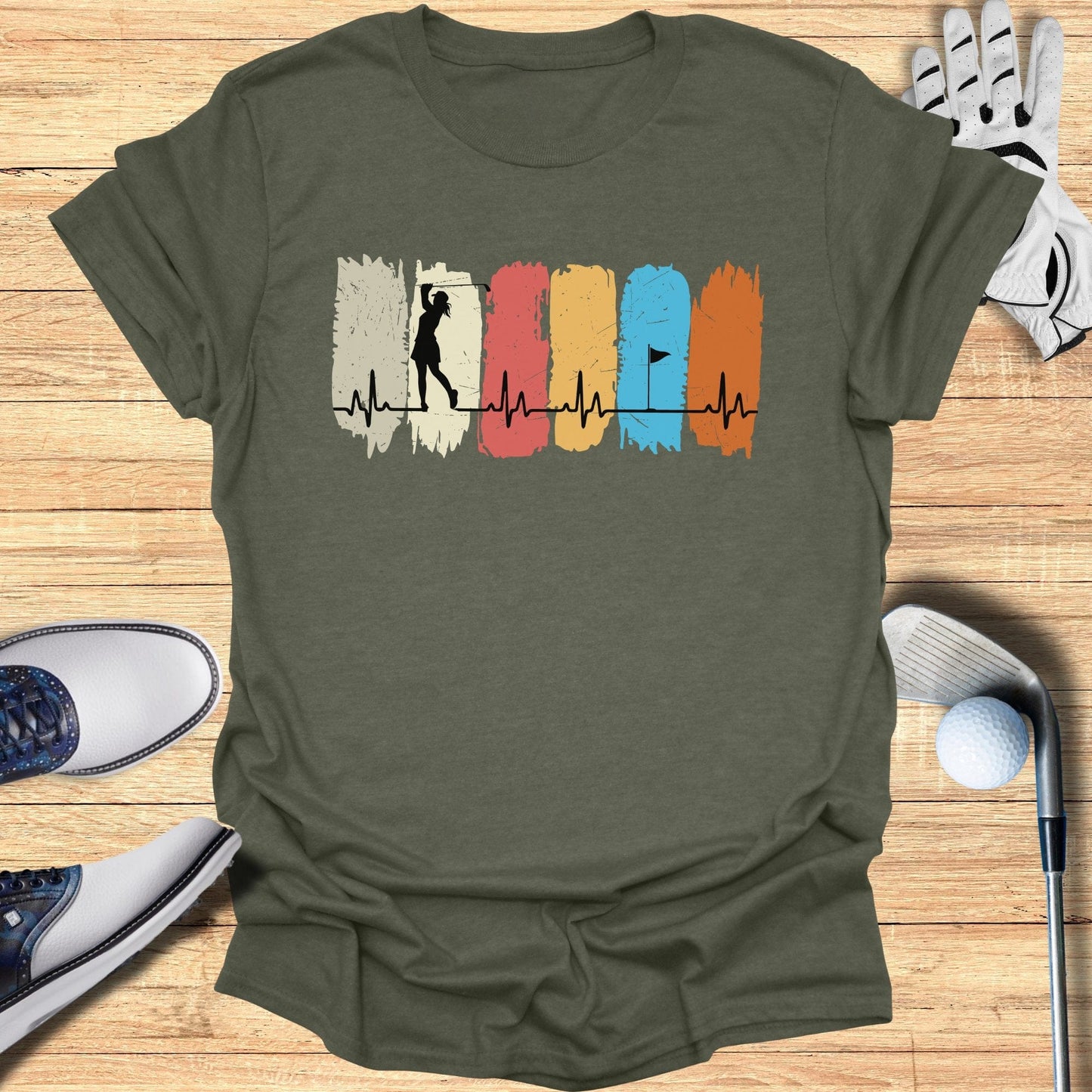 Golfing Heartbeat T-Shirt - Funny Golf T-Shirt by SwingEpic