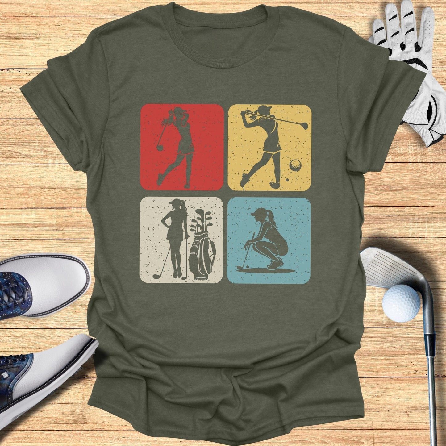 Vintage Golf Silhouettes T-Shirt - Funny Golf Tee by Swing Epic