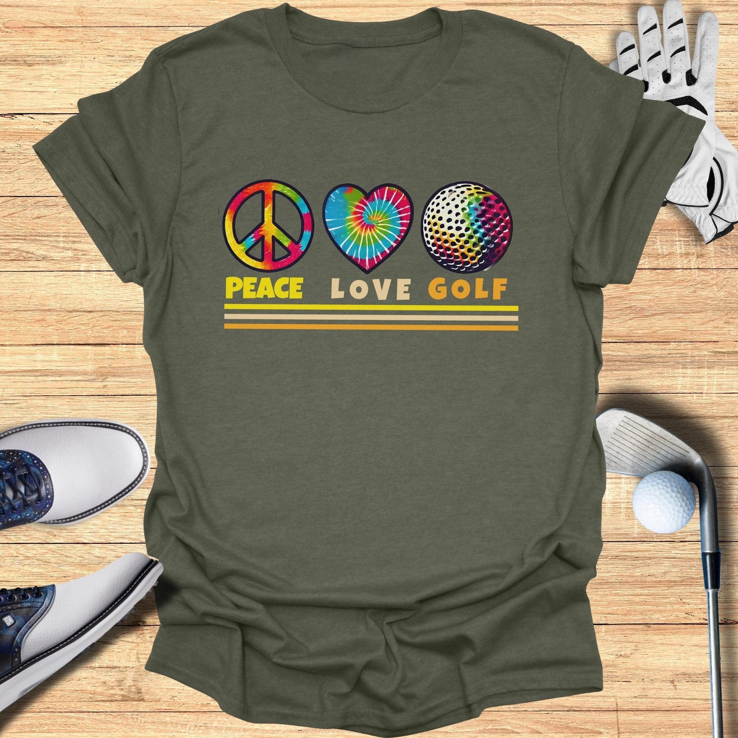 Peace Love Golf T-Shirt - Funny Golf Tee by Swing Epic