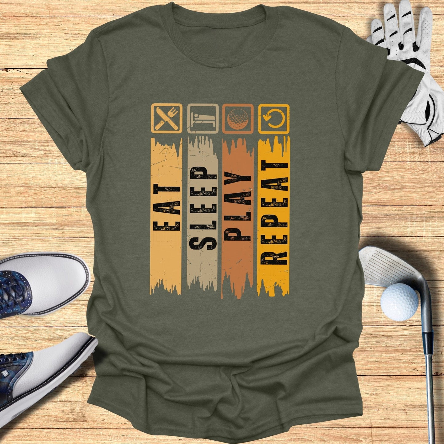 Eat Sleep Play Repeat T-Shirt - Funny Golf Tee by Swing Epic
