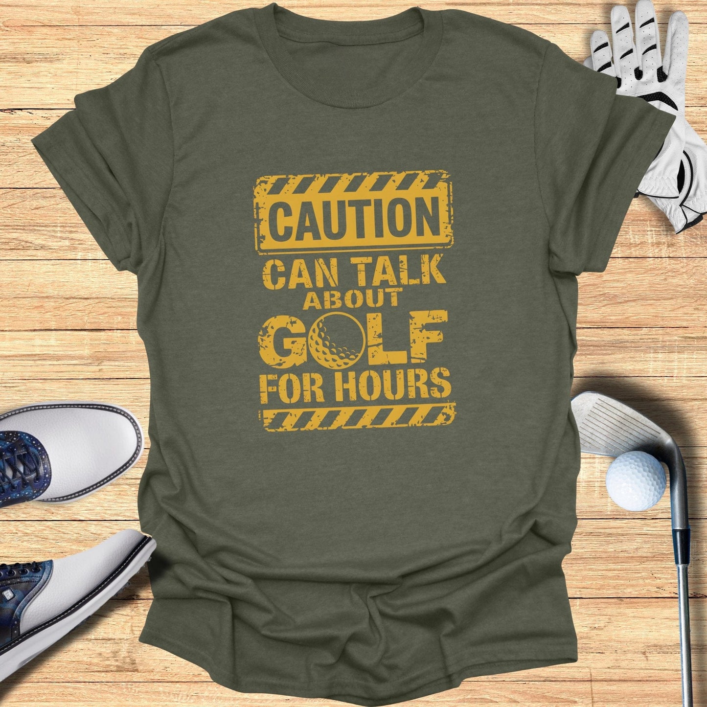 Caution Can Talk About Golf T-Shirt - Funny Golf Tee by Swing Epic