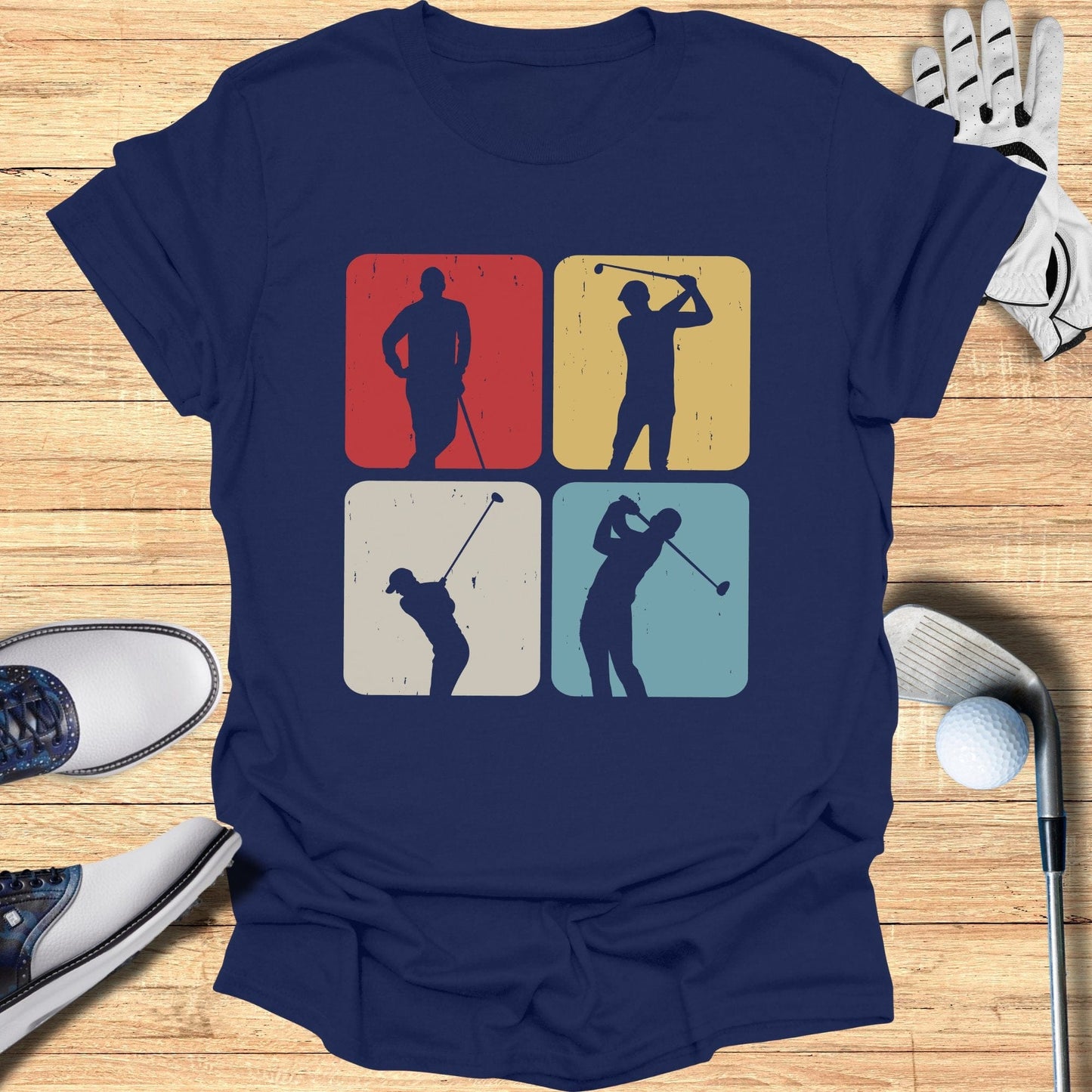 Vintage Golf Silhouettes T-Shirt - Funny Golf Tee by Swing Epic