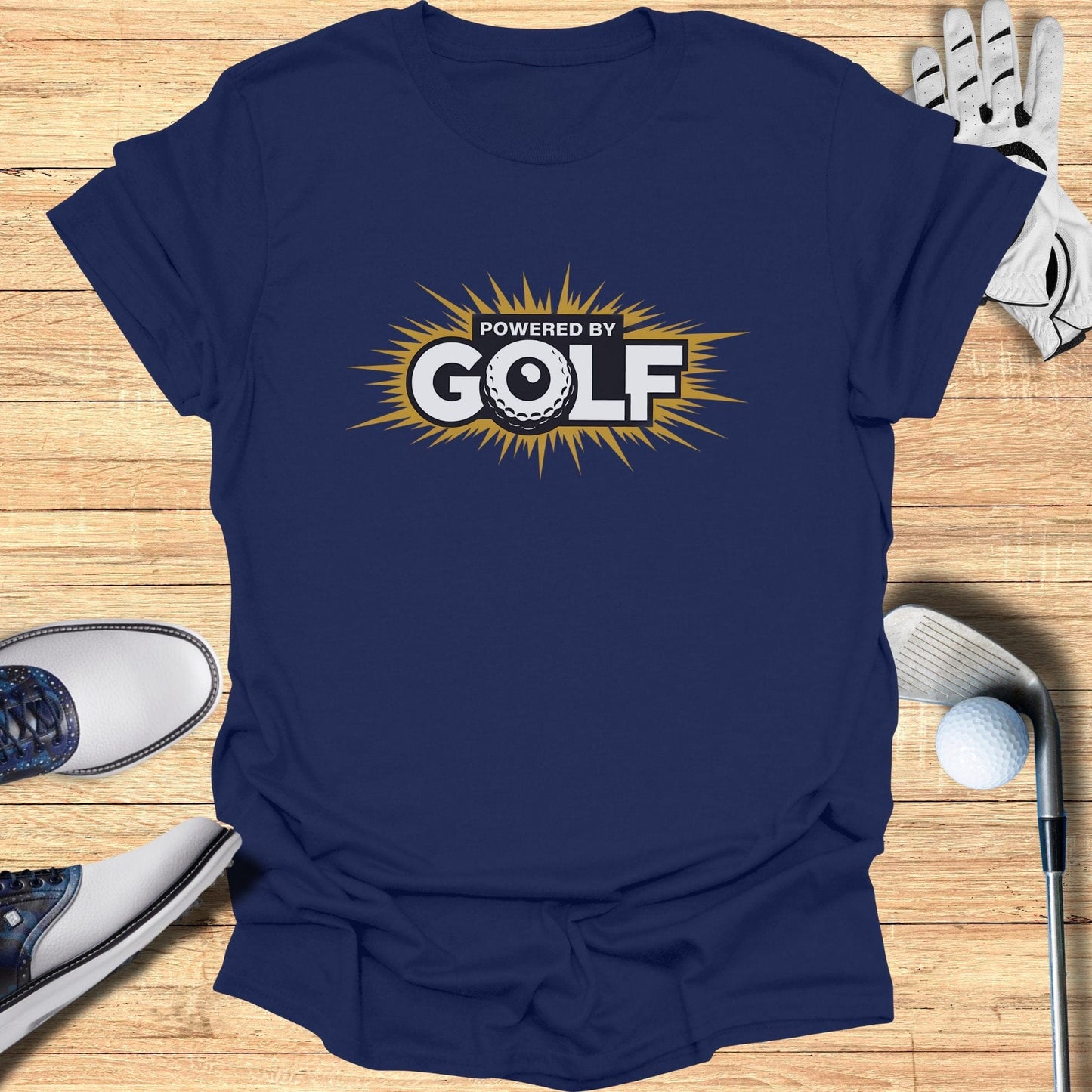 Powered by Golf T-Shirt - Funny Golf Tee by Swing Epic