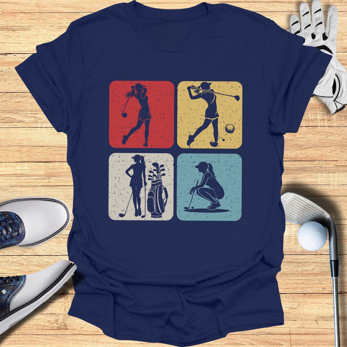 Vintage Golf Silhouettes T-Shirt - Funny Golf Tee by Swing Epic
