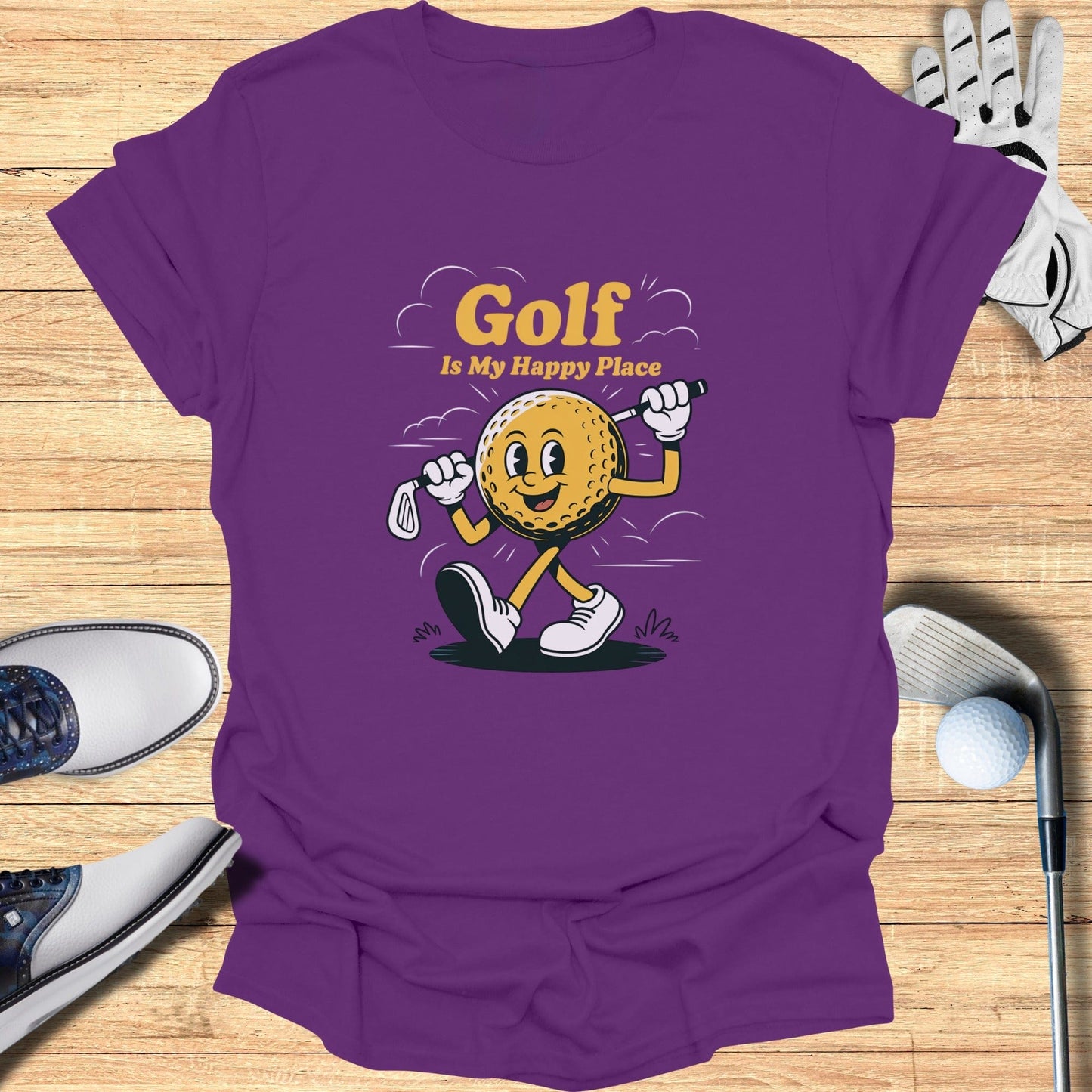 Golf Is My Happy Place T-Shirt - Funny Golf Tee by Swing Epic