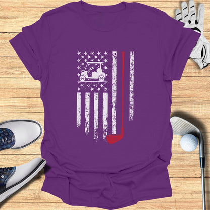 Patriotic Golf Cart USA Flag T-Shirt - Funny Golf Tee by Swing Epic