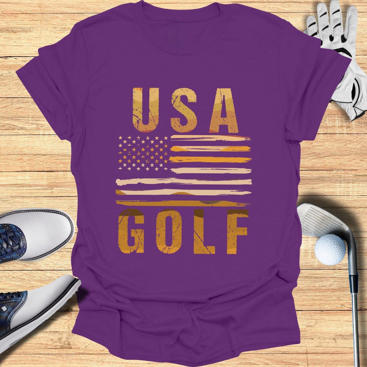 USA Golf Distressed Flag T-Shirt - Funny Golf Tee by Swing Epic