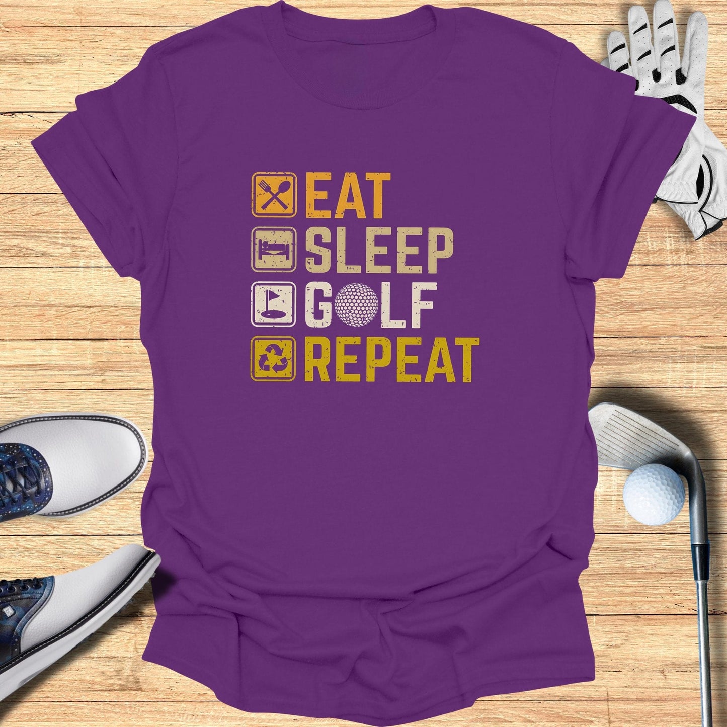 Eat Sleep Golf Repeat T-Shirt - Funny Golf Tee by Swing Epic