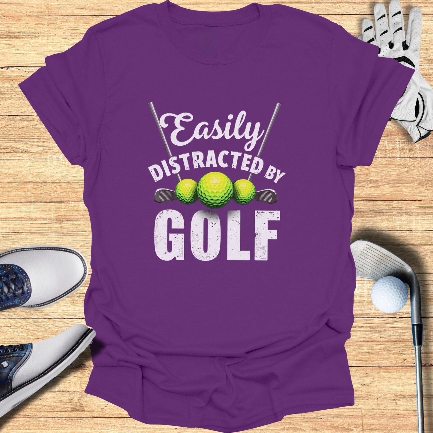Easily Distracted by Golf T-Shirt - Funny Golf Tee by Swing Epic