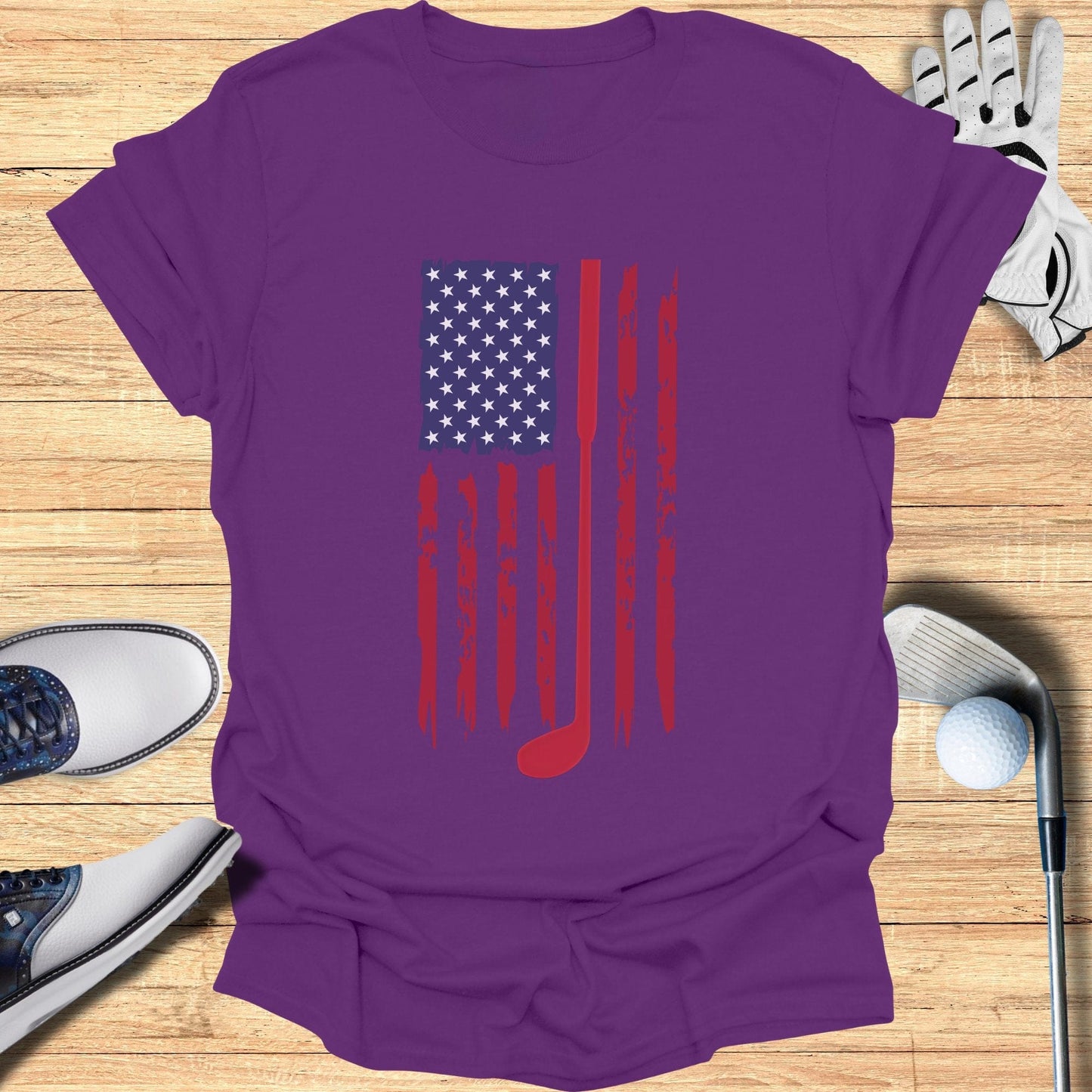 Patriotic Golf American Flag T-Shirt - Funny Golf Tee by Swing Epic