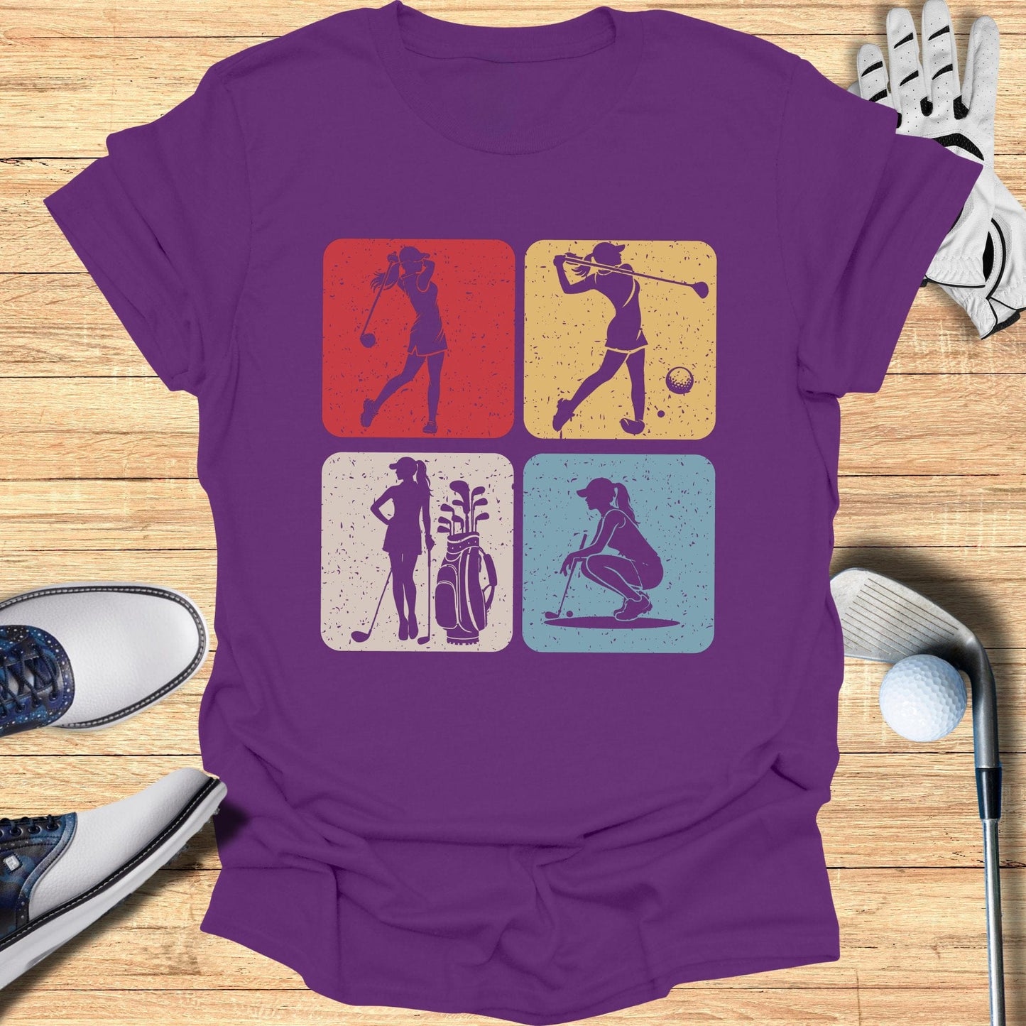 Vintage Golf Silhouettes T-Shirt - Funny Golf Tee by Swing Epic