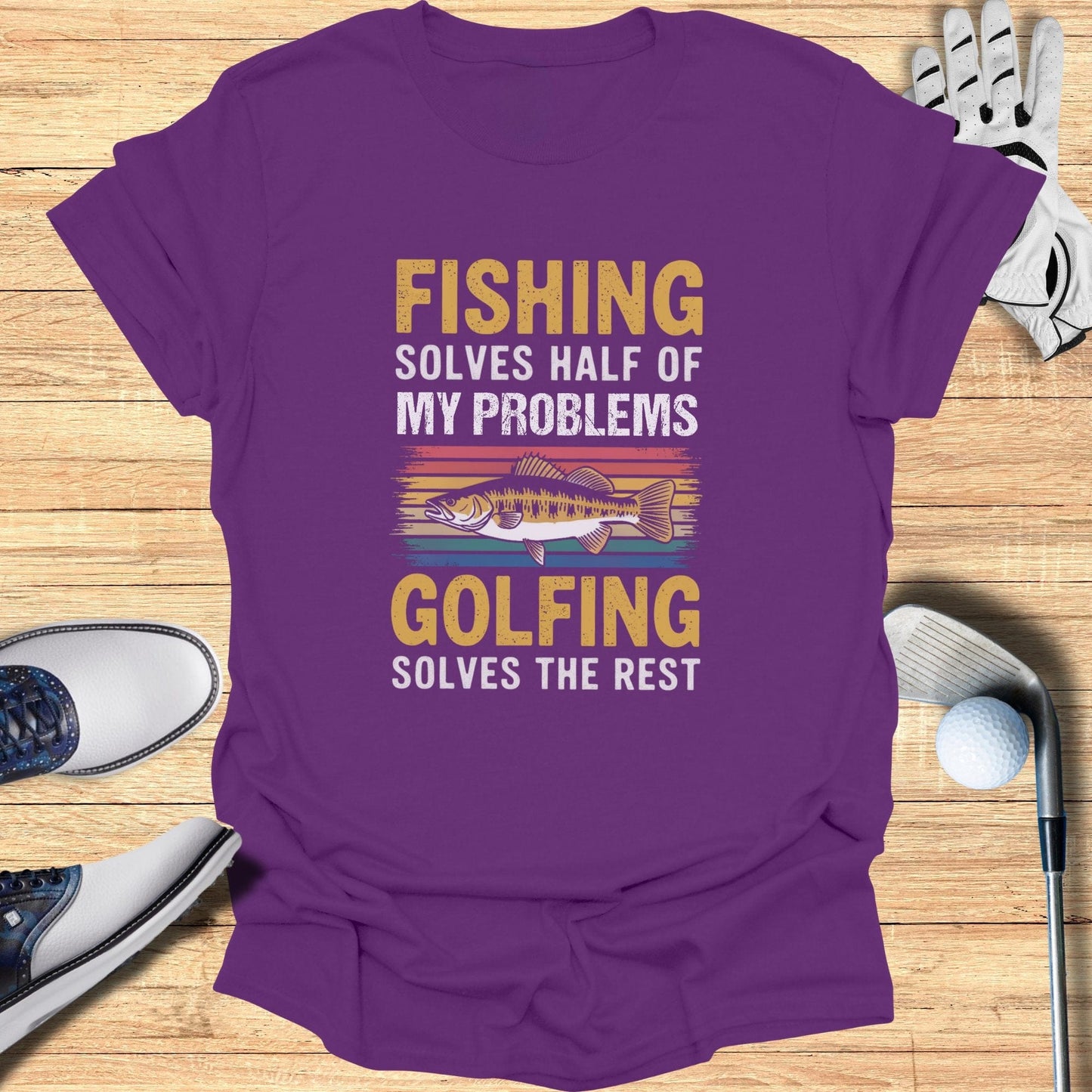 Fishing & Golfing Solve It All T-Shirt - Funny Golf Tee by Swing Epic