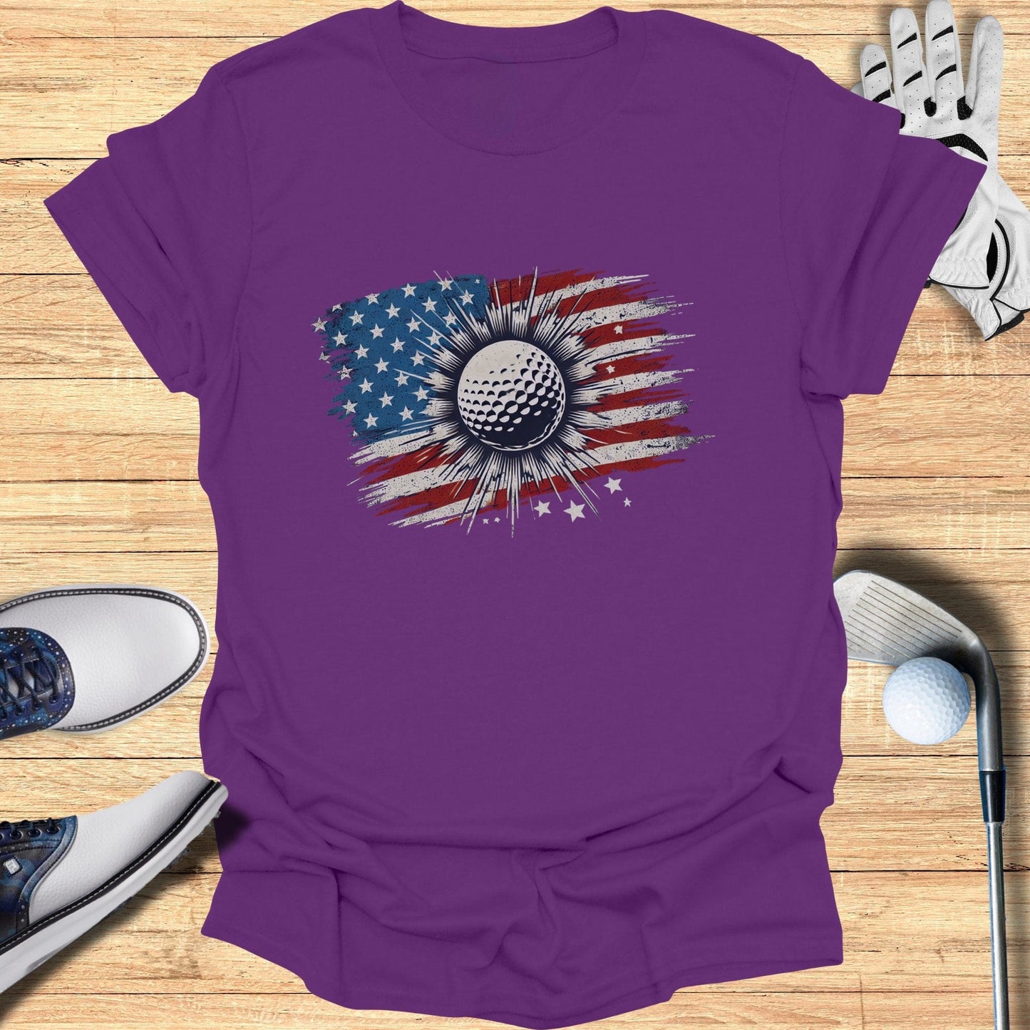 American Flag Golf Ball T-Shirt - Funny Golf Tee by Swing Epic