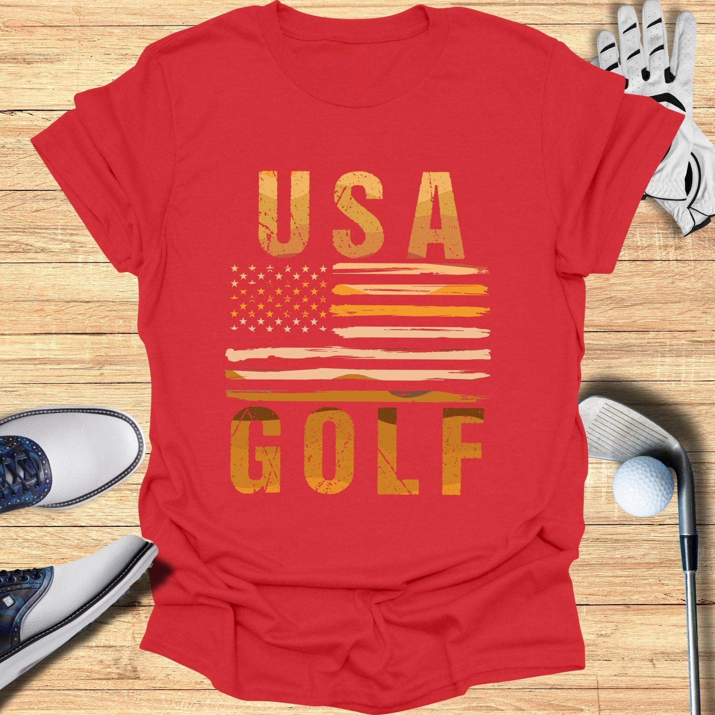USA Golf Distressed Flag T-Shirt - Funny Golf Tee by Swing Epic