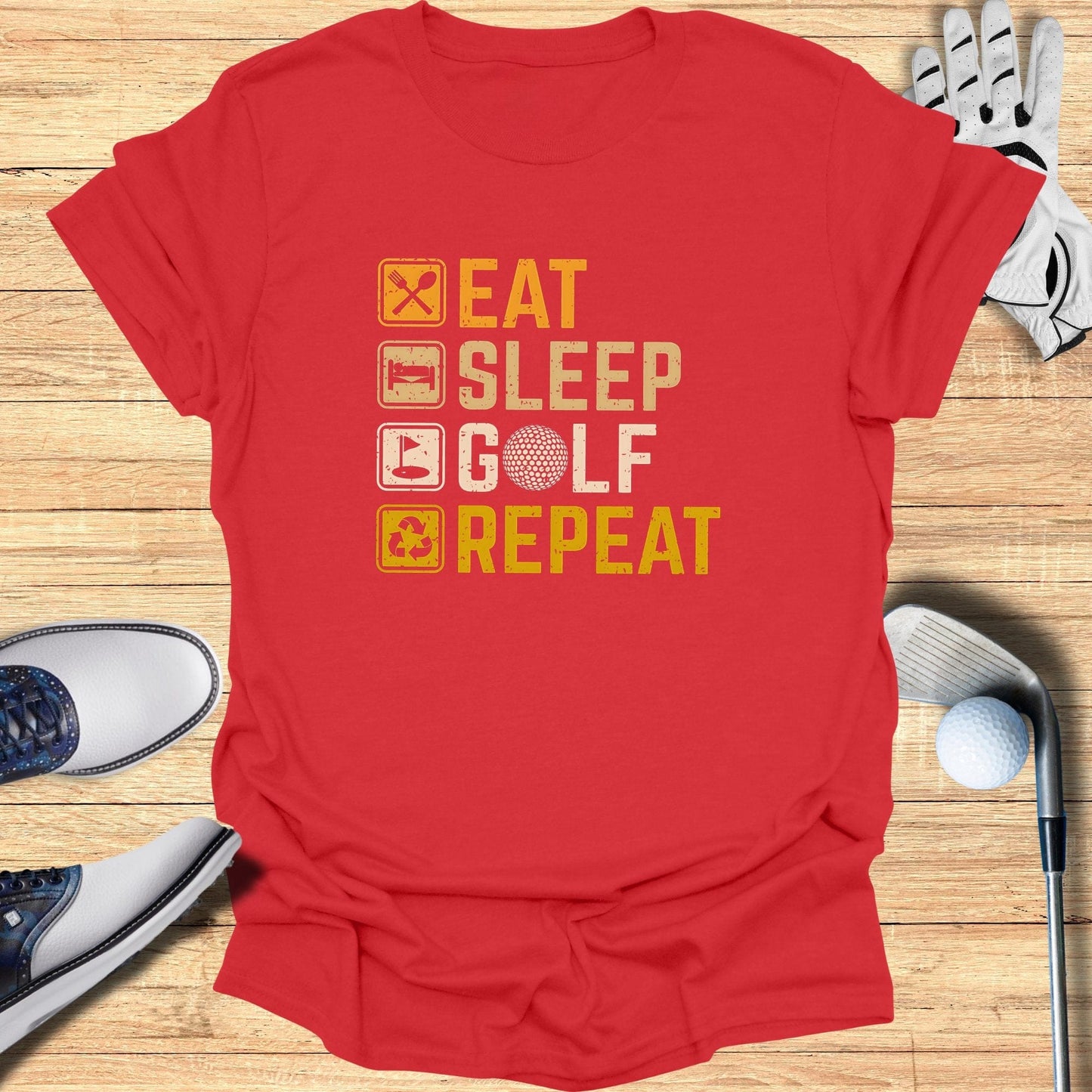 Eat Sleep Golf Repeat T-Shirt - Funny Golf Tee by Swing Epic