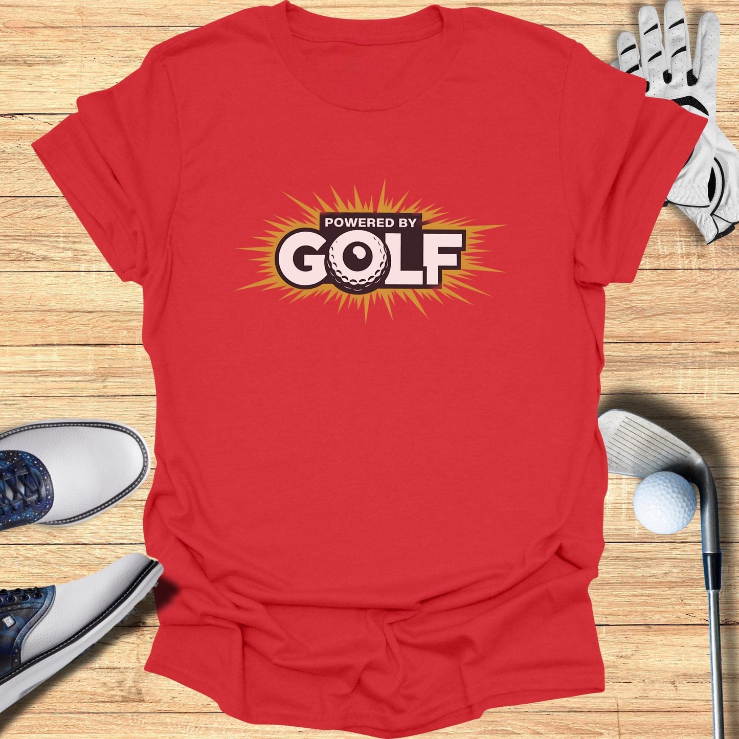 Powered by Golf T-Shirt - Funny Golf Tee by Swing Epic