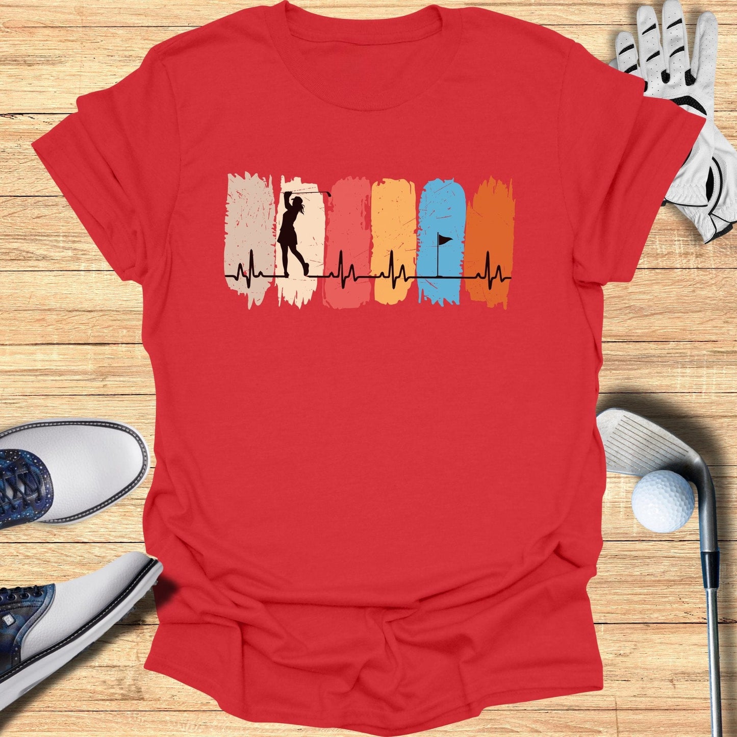 Golfing Heartbeat T-Shirt - Funny Golf T-Shirt by SwingEpic