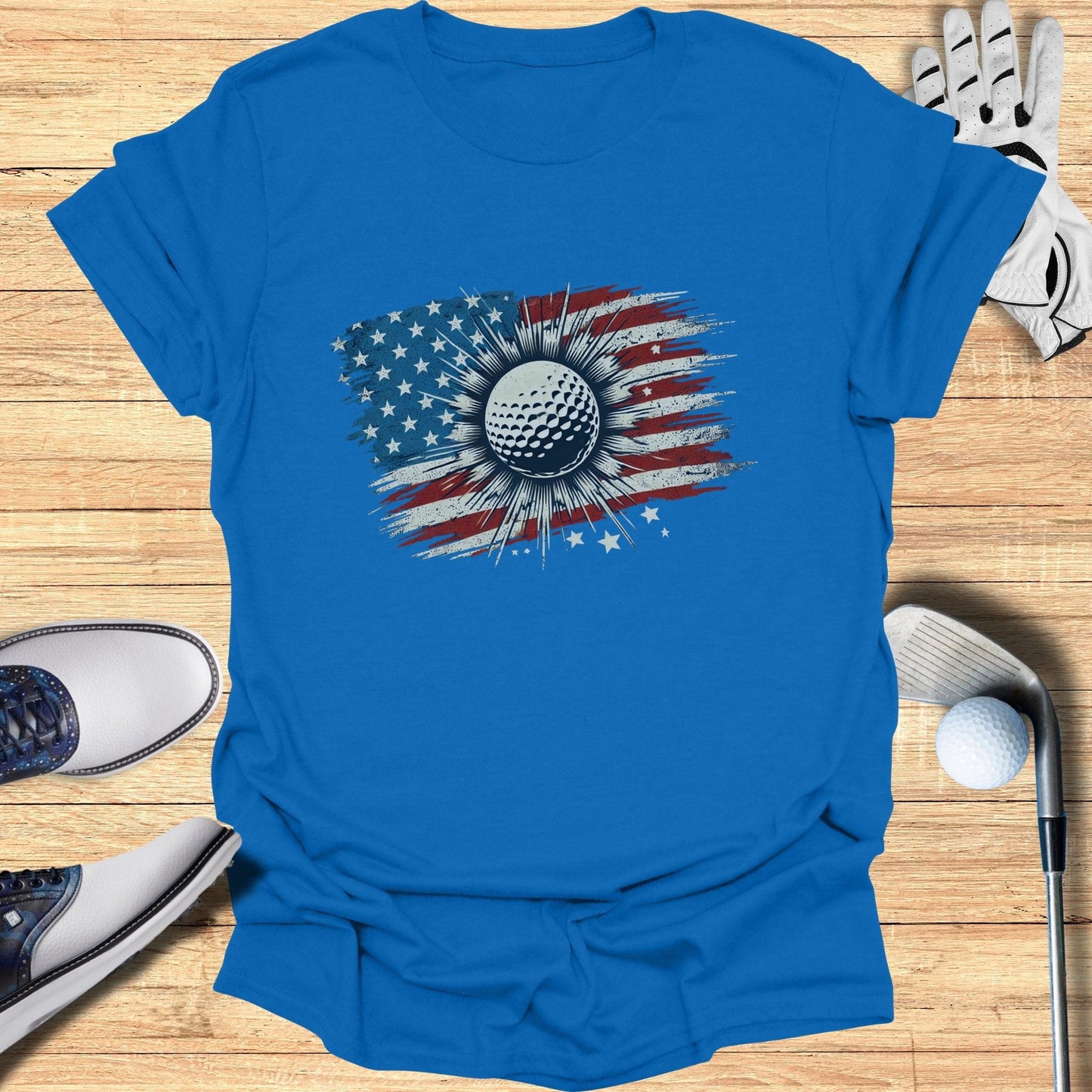 American Flag Golf Ball T-Shirt - Funny Golf Tee by Swing Epic