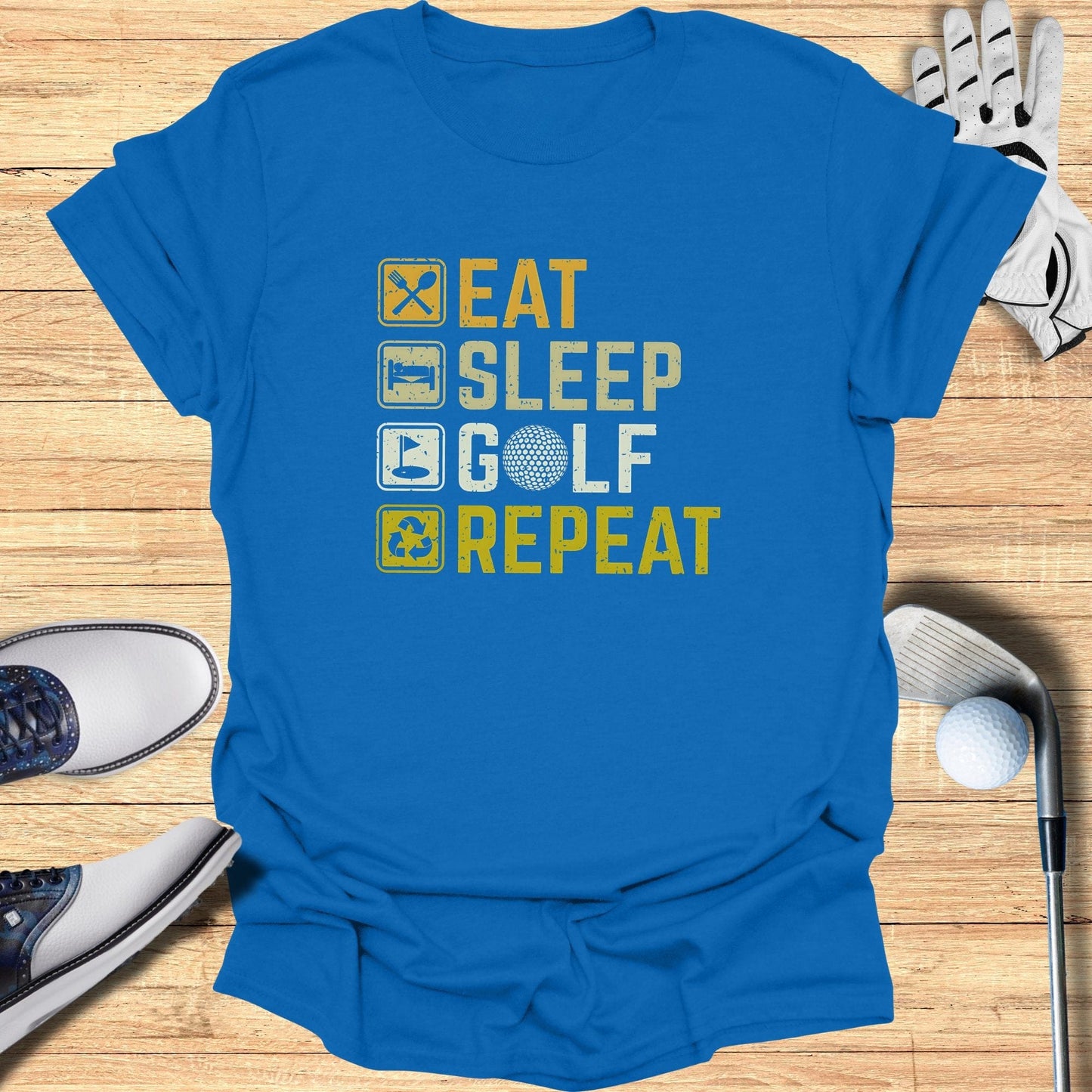 Eat Sleep Golf Repeat T-Shirt - Funny Golf Tee by Swing Epic
